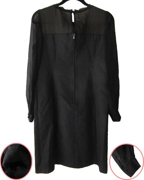 フォクシー FOXEY 黒 シアー袖 長袖 ワンピース 40 | フォクシー